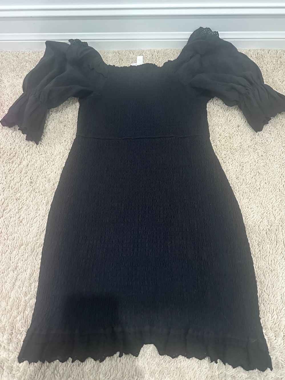 Allison New York - Black Puff-Sleeve Smocked Dress - Women